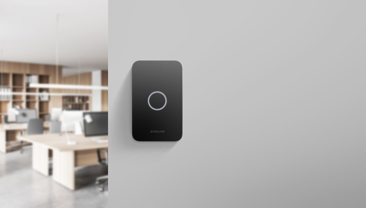 Avigilon Alta smart reader installed at office doorway